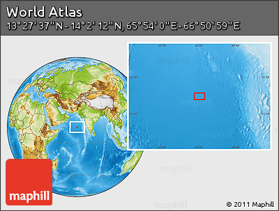 Physical Location Map of the Area around 13° 44' 54" N, 66° 22' 30" E