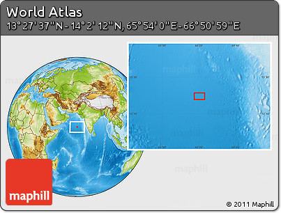 Physical Location Map of the Area around 13° 44' 54" N, 66° 22' 30" E
