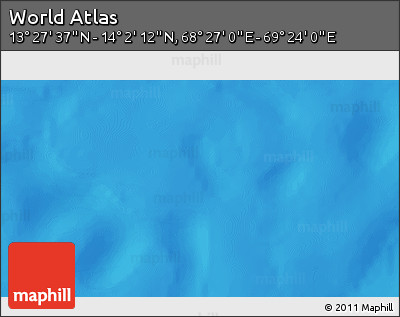 Physical 3D Map of the Area around 13° 44' 54" N, 68° 55' 30" E