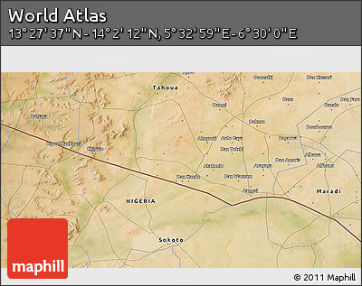 Satellite 3D Map of the Area around 13° 44' 54" N, 6° 1' 30" E