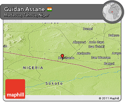 Physical Panoramic Map of Guidan Assane