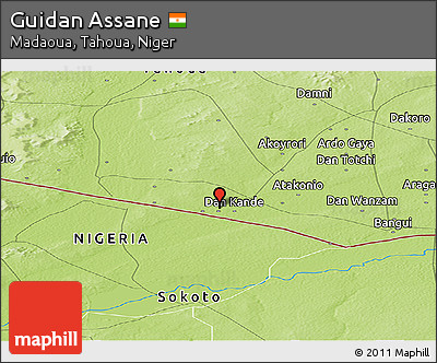 Physical Panoramic Map of Guidan Assane
