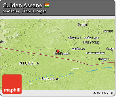 Physical Panoramic Map of Guidan Assane