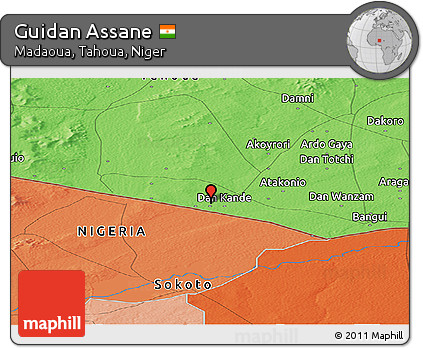 Political Panoramic Map of Guidan Assane