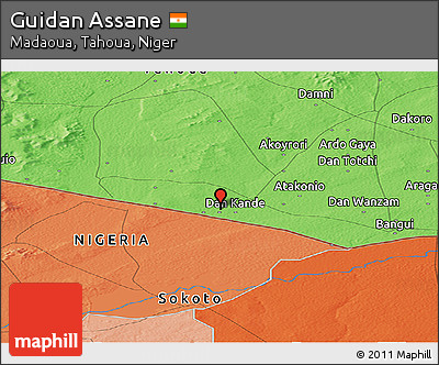 Political Panoramic Map of Guidan Assane