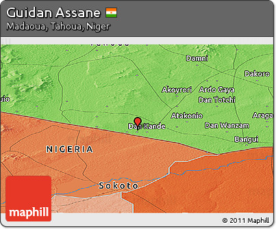 Political Panoramic Map of Guidan Assane