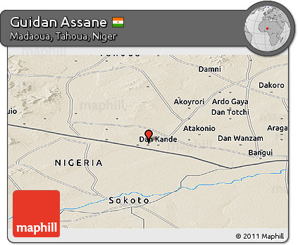 Shaded Relief Panoramic Map of Guidan Assane