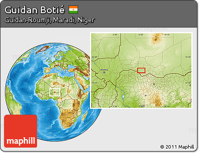 Physical Location Map of Guidan Botié