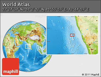 Physical Location Map of the Area around 13° 44' 54" N, 72° 19' 29" E