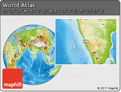 Physical Location Map of the Area around 13° 44' 54" N, 74° 52' 30" E