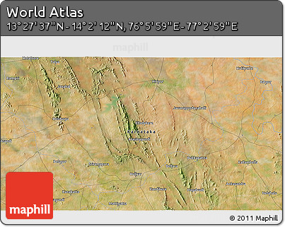 Satellite 3D Map of the Area around 13° 44' 54" N, 76° 34' 29" E