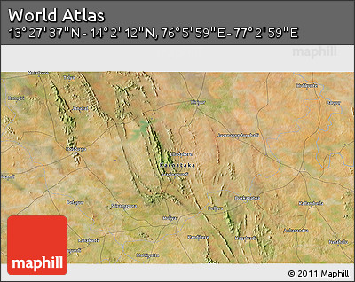 Satellite 3D Map of the Area around 13° 44' 54" N, 76° 34' 29" E