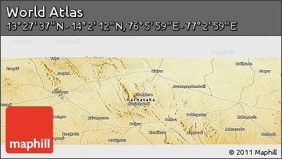 Physical Panoramic Map of the Area around 13° 44' 54" N, 76° 34' 29" E