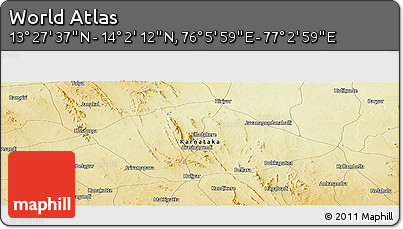Physical Panoramic Map of the Area around 13° 44' 54" N, 76° 34' 29" E