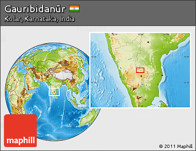 Physical Location Map of Gauribidanūr