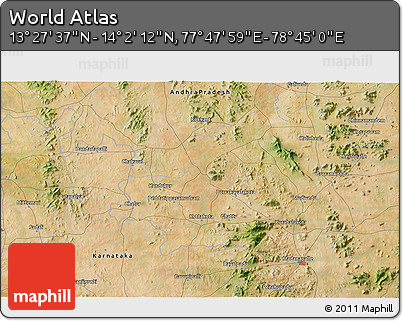 Satellite 3D Map of the Area around 13° 44' 54" N, 78° 16' 30" E