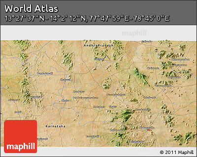 Satellite 3D Map of the Area around 13° 44' 54" N, 78° 16' 30" E