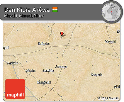 Satellite 3D Map of Dan Kibia Aréwa