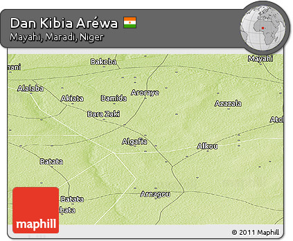 Physical Panoramic Map of Dan Kibia Aréwa