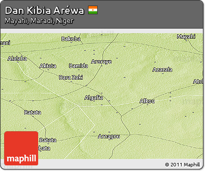 Physical Panoramic Map of Dan Kibia Aréwa