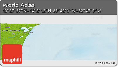 Physical Panoramic Map of the Area around 13° 44' 54" N, 83° 13' 29" W