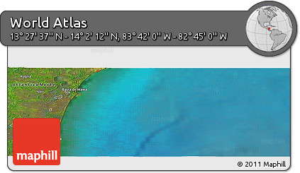 Satellite Panoramic Map of the Area around 13° 44' 54" N, 83° 13' 29" W