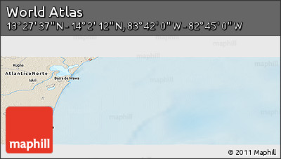 Shaded Relief Panoramic Map of the Area around 13° 44' 54" N, 83° 13' 29" W