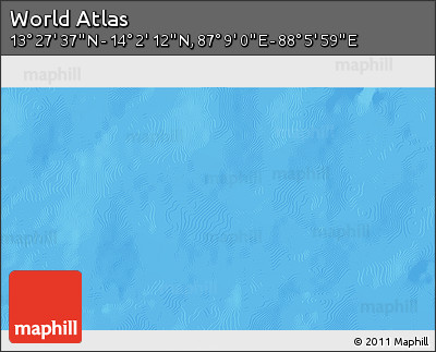 Physical 3D Map of the Area around 13° 44' 54" N, 87° 37' 30" E