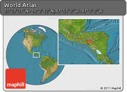 Satellite Location Map of the Area around 13° 44' 54" N, 87° 28' 29" W