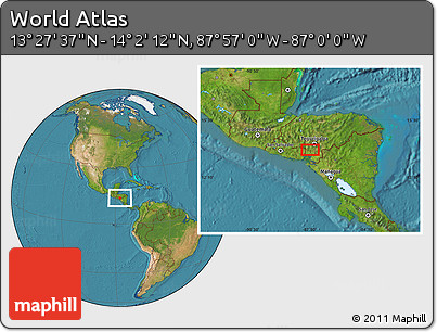 Satellite Location Map of the Area around 13° 44' 54" N, 87° 28' 29" W