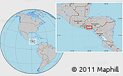 Gray Location Map of the area around 13° 44' 54" N, 88° 19' 29" W