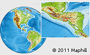 Physical Location Map of the area around 13° 44' 54" N, 88° 19' 29" W