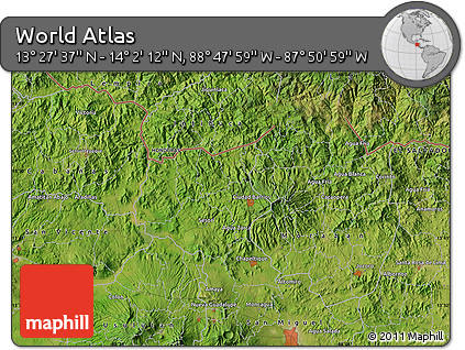 Satellite Map of the Area around 13° 44' 54" N, 88° 19' 29" W