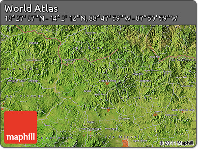 Satellite Map of the Area around 13° 44' 54" N, 88° 19' 29" W