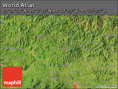 Satellite Map of the Area around 13° 44' 54" N, 88° 19' 29" W