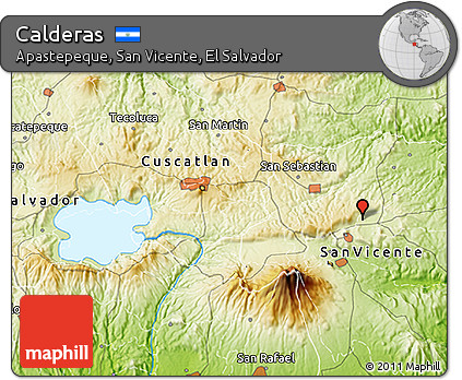 Physical 3D Map of Calderas