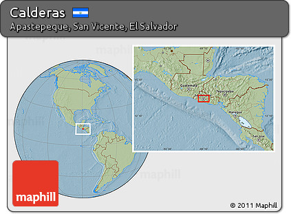 Savanna Style Location Map of Calderas, hill shading
