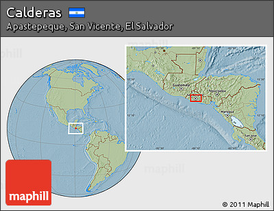 Savanna Style Location Map of Calderas, hill shading