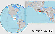 Gray Location Map of the area around 13° 44' 54" N, 90° 1' 30" W