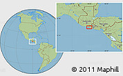 Savanna Style Location Map of the area around 13° 44' 54" N, 90° 1' 30" W