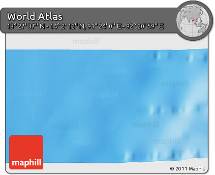 Physical 3D Map of the Area around 13° 44' 54" N, 91° 52' 30" E