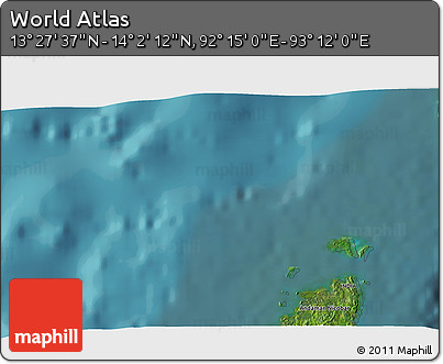 Satellite 3D Map of the Area around 13° 44' 54" N, 92° 43' 29" E