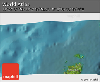 Satellite 3D Map of the Area around 13° 44' 54" N, 92° 43' 29" E
