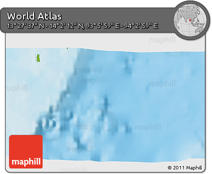 Physical 3D Map of the Area around 13° 44' 54" N, 93° 34' 29" E