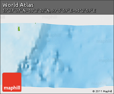 Physical 3D Map of the Area around 13° 44' 54" N, 93° 34' 29" E