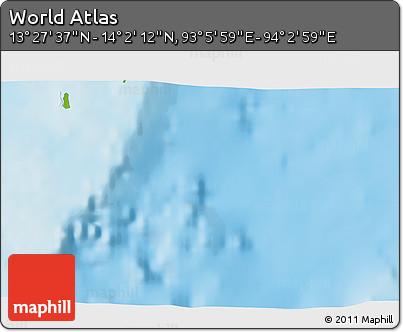 Physical 3D Map of the Area around 13° 44' 54" N, 93° 34' 29" E
