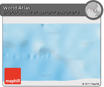 Shaded Relief 3D Map of the Area around 13° 44' 54" N, 96° 7' 30" E