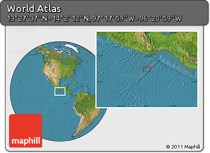 Satellite Location Map of the Area around 13° 44' 54" N, 96° 49' 29" W