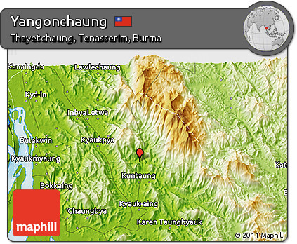 Physical 3D Map of Yangonchaung