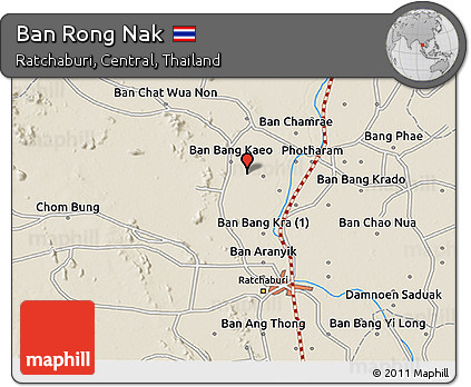 Shaded Relief 3D Map of Ban Rong Nak